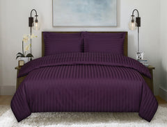 Amethyst Stripe Satin T-250 Quiltcover Set