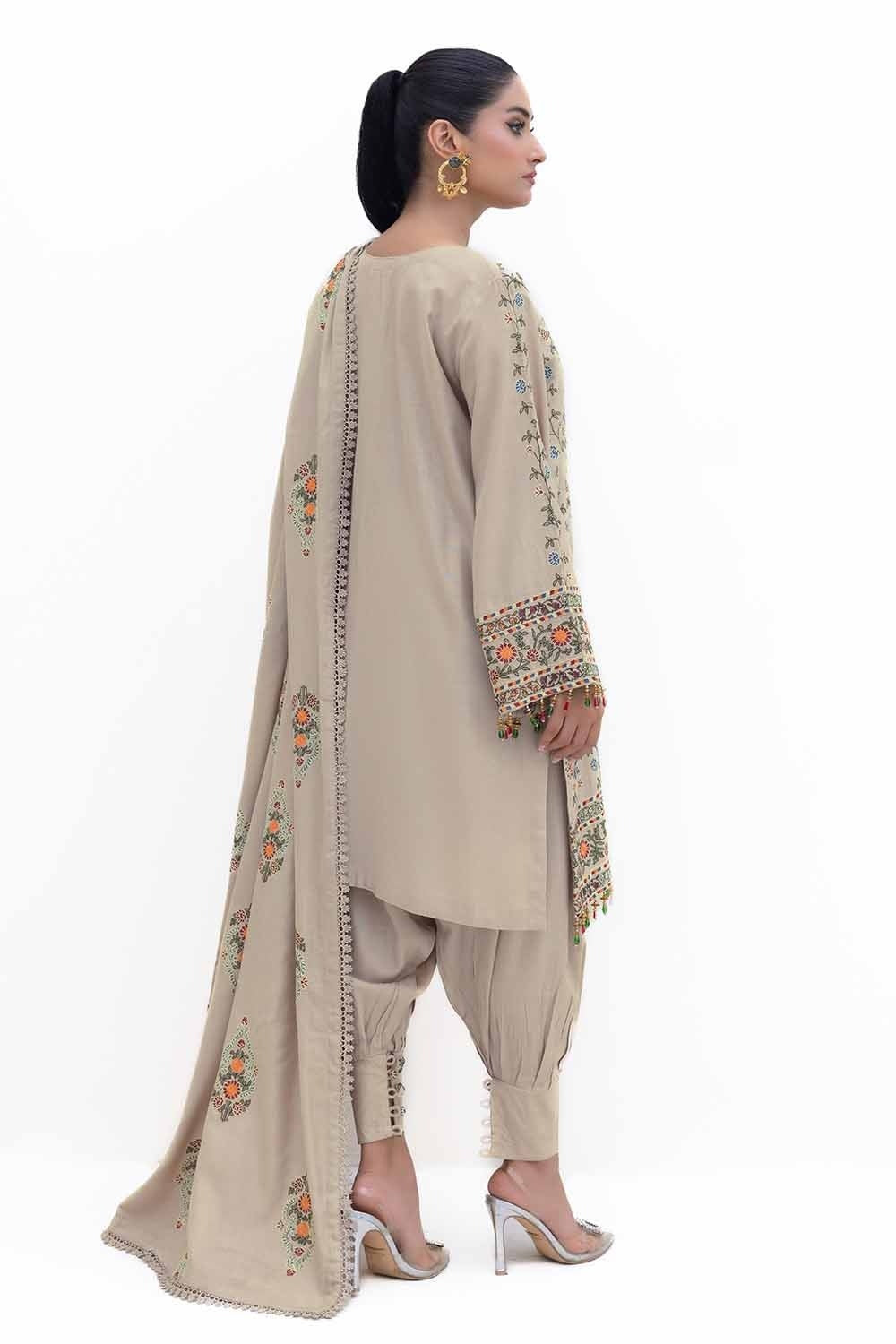 3 Piece Unstitched Embroidered Acrylic Suit with Embroidered Acrylic Dupatta AP-42007