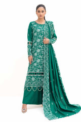 3 Piece Unstitched Embroidered Acrylic Suit with Embroidered Acrylic Dupatta AP-42010