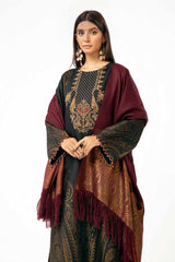 3 Piece Unstitched Embroidered Jacquard Suit with Pashmina Shawl AP-42027