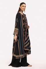 3 Piece Unstitched Gold and Lacquer Printed Suit with Gold and Lacquer Printed Acrylic Dupatta AP-42040
