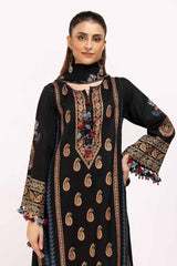 3 Piece Unstitched Gold and Lacquer Printed Suit with Gold and Lacquer Printed Acrylic Dupatta AP-42040