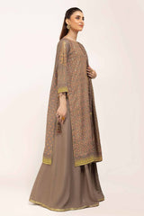 3 Piece Unstitched Gold and Lacquer Printed Suit with Gold and Lacquer Printed Acrylic Dupatta AP-42042