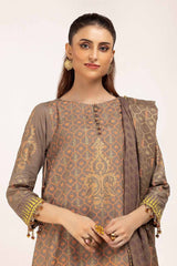 3 Piece Unstitched Gold and Lacquer Printed Suit with Gold and Lacquer Printed Acrylic Dupatta AP-42042