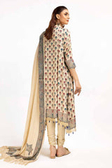 3 Piece Unstitched Printed Linen Suit with Embroidered Printed Pashmina Dupatta AP-42049