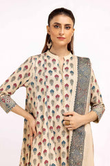 3 Piece Unstitched Printed Linen Suit with Embroidered Printed Pashmina Dupatta AP-42049