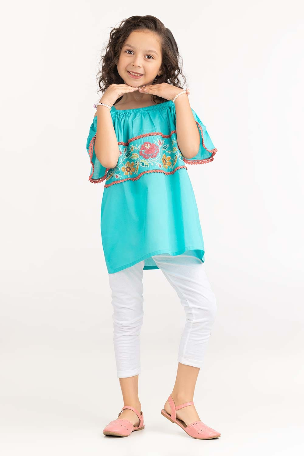 Toddler Girl Aqua Basic Woven Top TGWT-2210008
