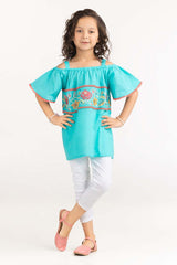 Toddler Girl Aqua Basic Woven Top TGWT-2210008