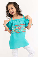Toddler Girl Aqua Basic Woven Top TGWT-2210008