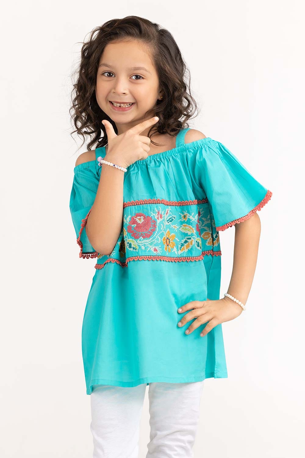 Toddler Girl Aqua Basic Woven Top TGWT-2210008