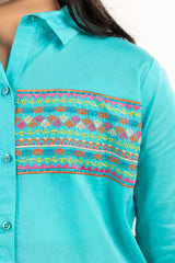 Junior Girl Aqua Basic Woven Top JGWT-2210018
