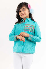Junior Girl Aqua Basic Woven Top JGWT-2210018