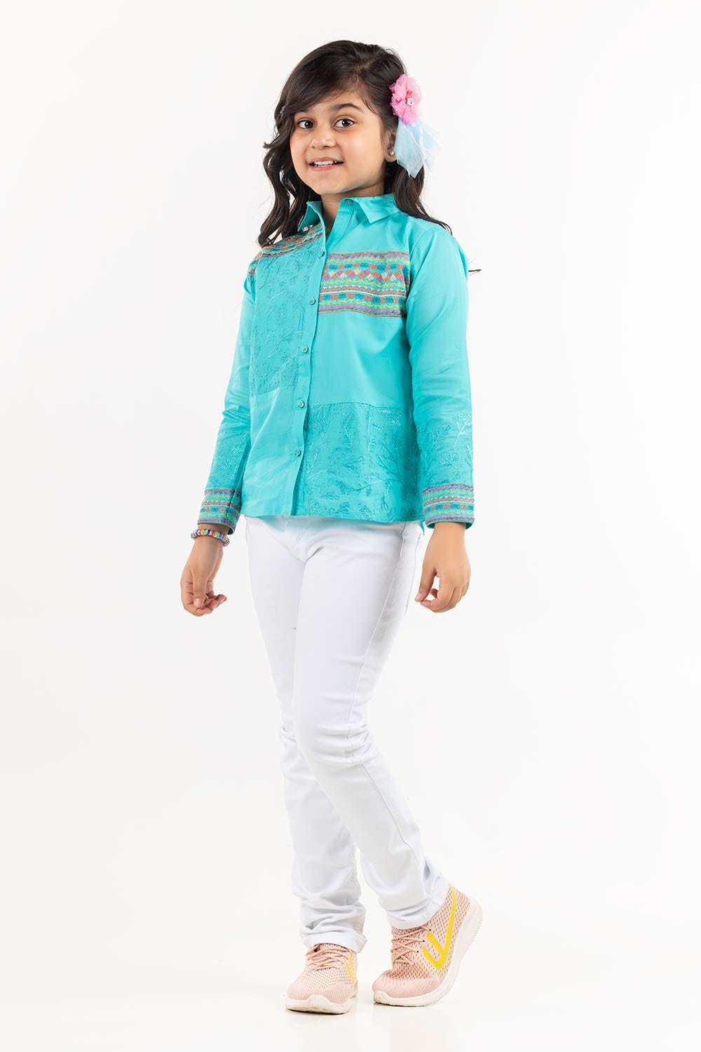 Junior Girl Aqua Basic Woven Top JGWT-2210018