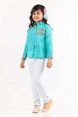 Junior Girl Aqua Basic Woven Top JGWT-2210018
