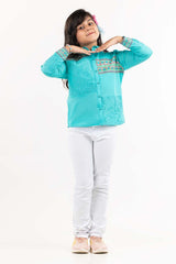 Junior Girl Aqua Basic Woven Top JGWT-2210018