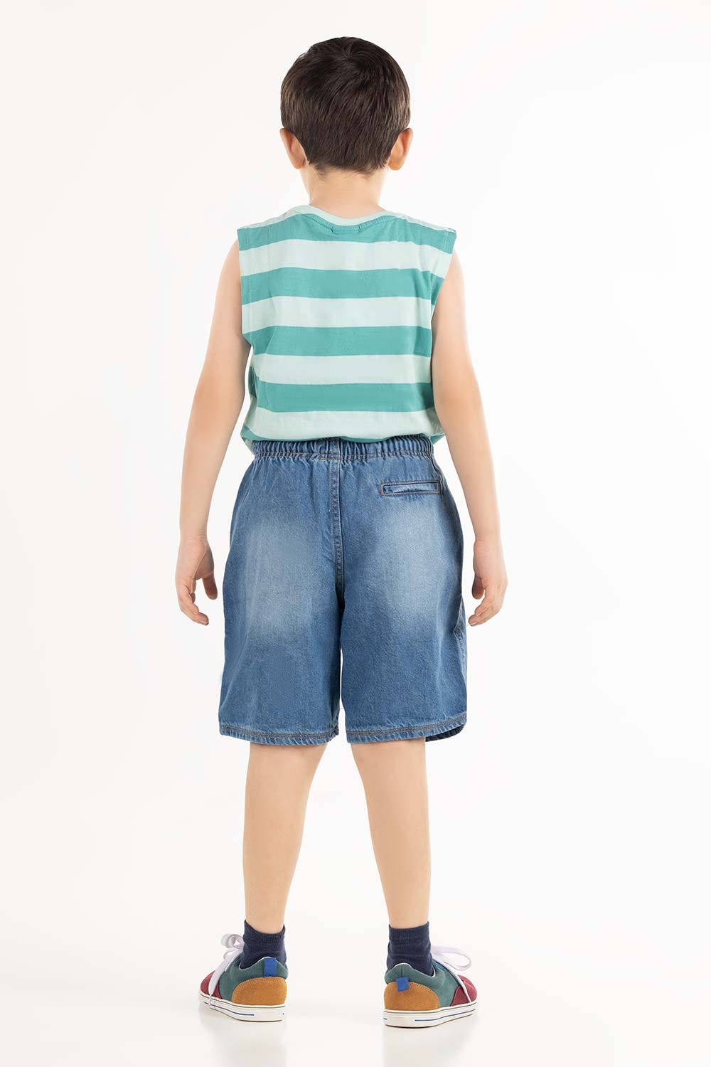 Toddler Boy Aqua Blue Stripped Knit Top TBKT-2210080 A
