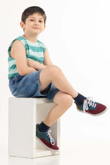 Toddler Boy Aqua Blue Stripped Knit Top TBKT-2210080 A