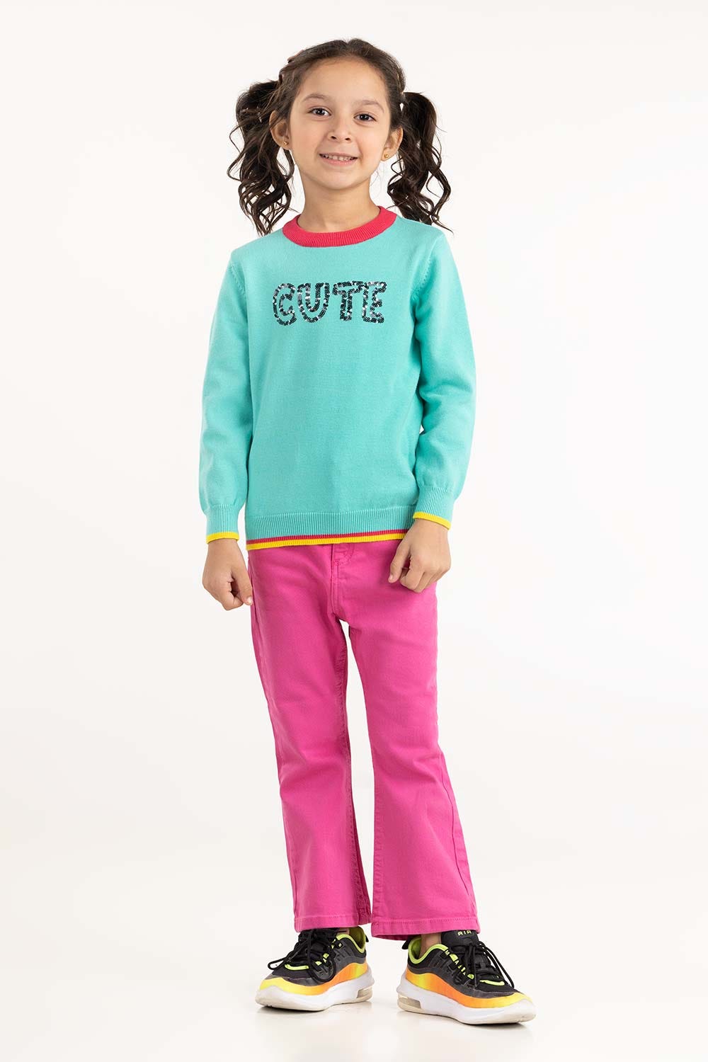 Toddler Girl Aqua Knit Sweater 224-611-023
