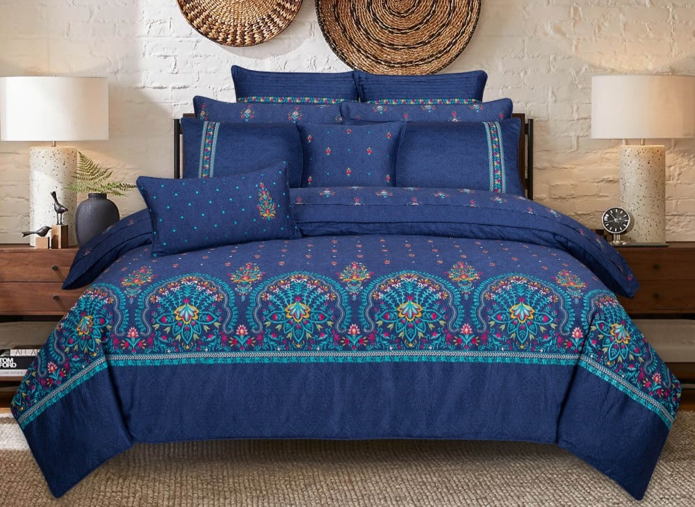 Aura Stone Embroidered T-200 Quilt Cover Set