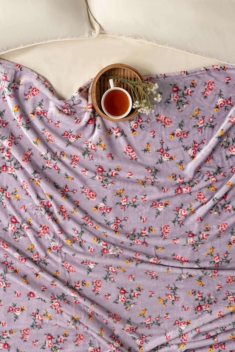 AW24-Rose Fog Single Ply Fleece Throw