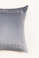 VEC -017 Grey Velvet Embroidered Cushion Cover