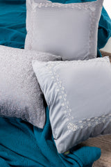 VEC -017 Grey Velvet Embroidered Cushion Cover