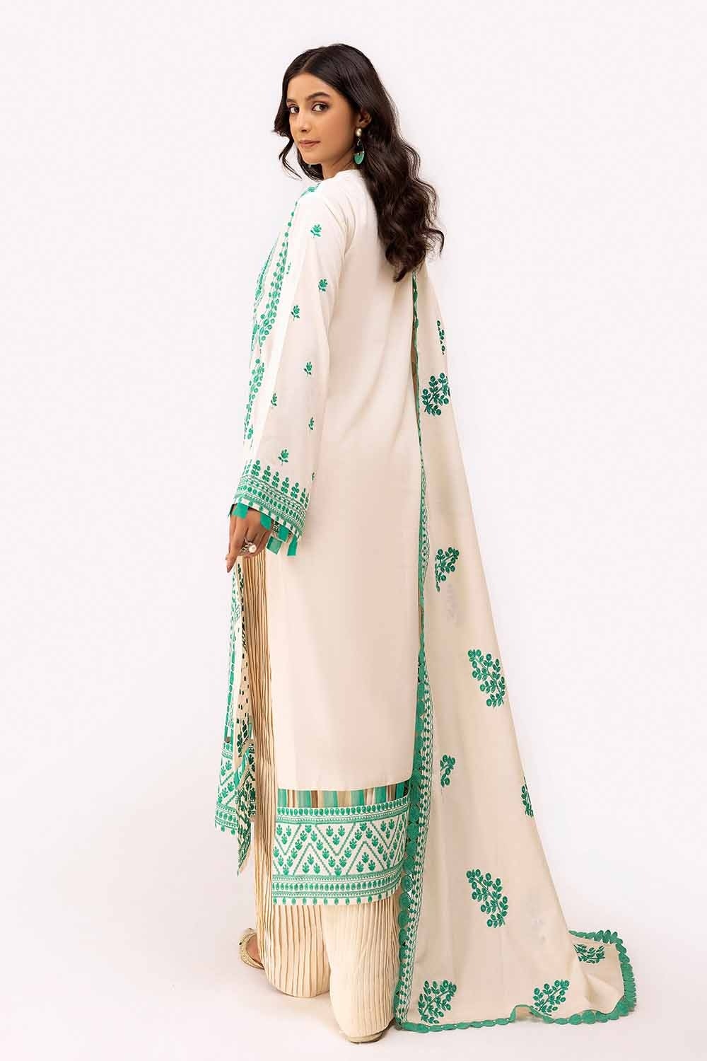3 Piece Unstitched Embroidered Karandi Suit with Embroidered Karandi Dupatta AY-42008