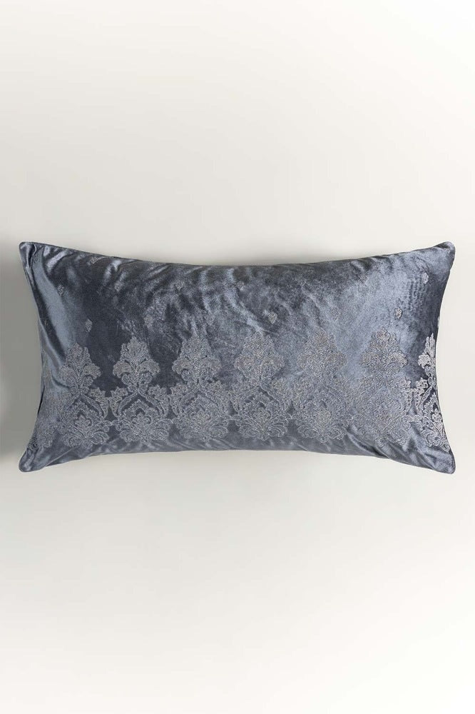 Baroque Grey Velvet Embroidered Cushion Cover