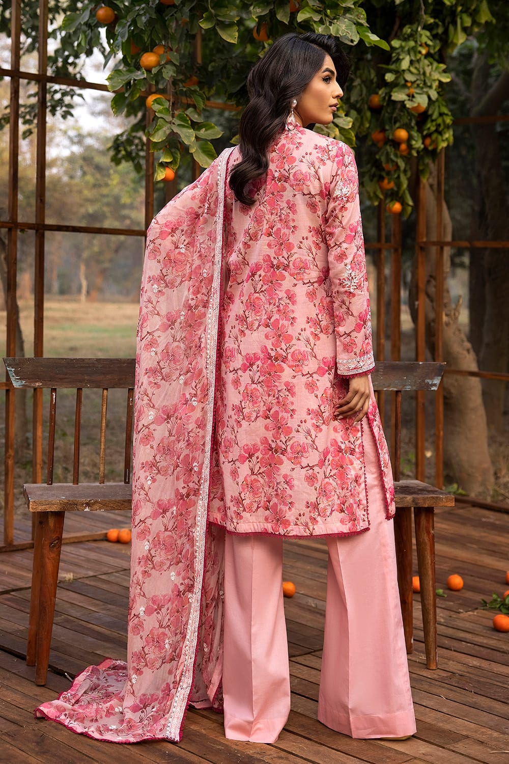 3 Piece Embroidered Printed Lawn Unstitched Suit with Embroidered Printed Chiffon Dupatta