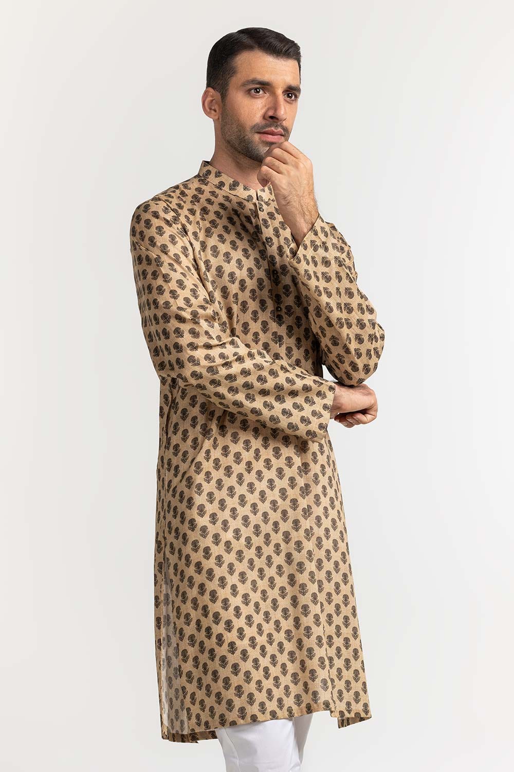 Beige Basic Kurta