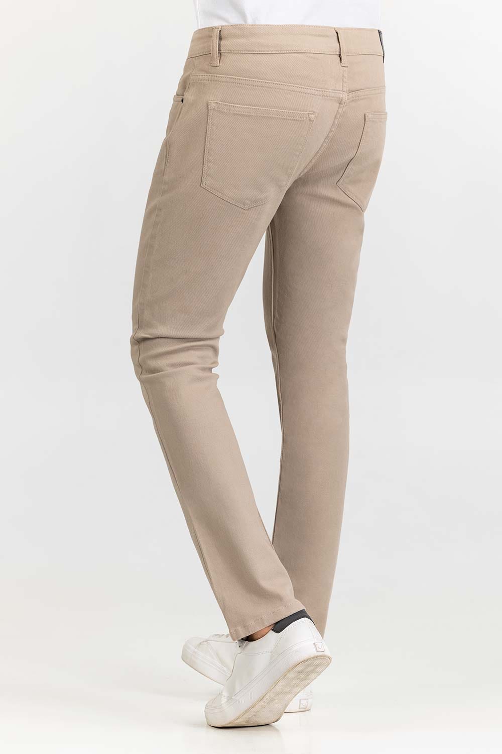 Beige Basic Non Denim Jeans