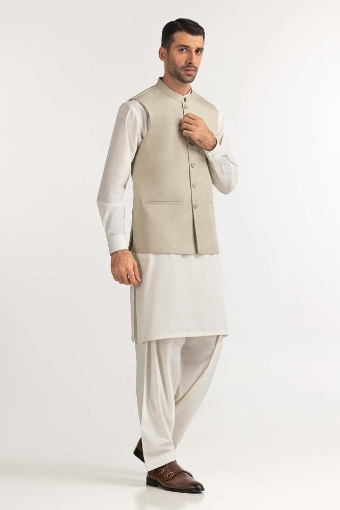 Beige Basic Waist Coat WC-PD24-013