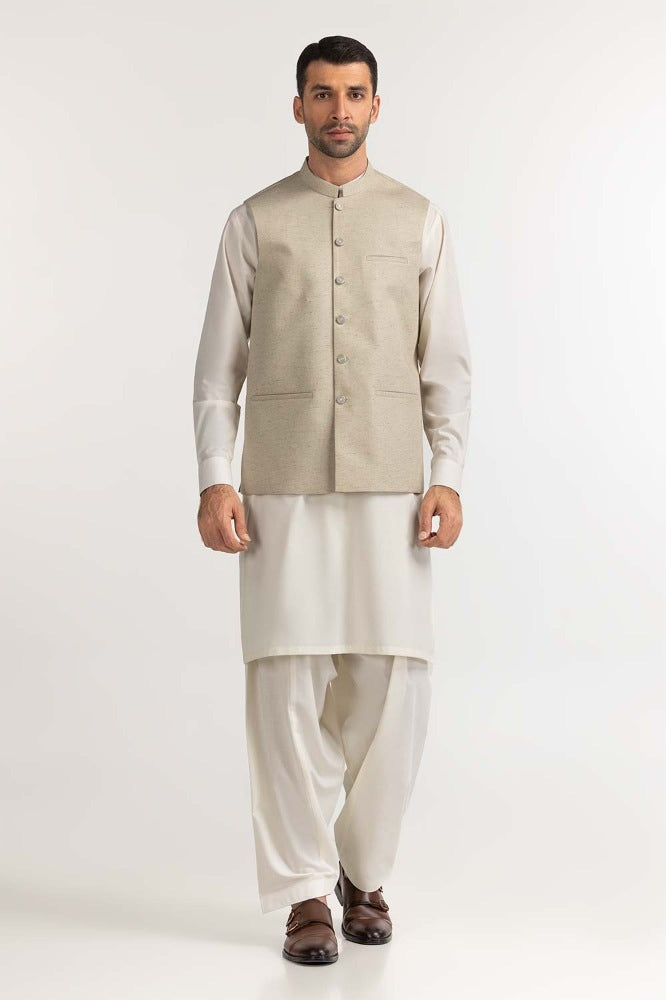 Beige Basic Waist Coat WC-PD24-013