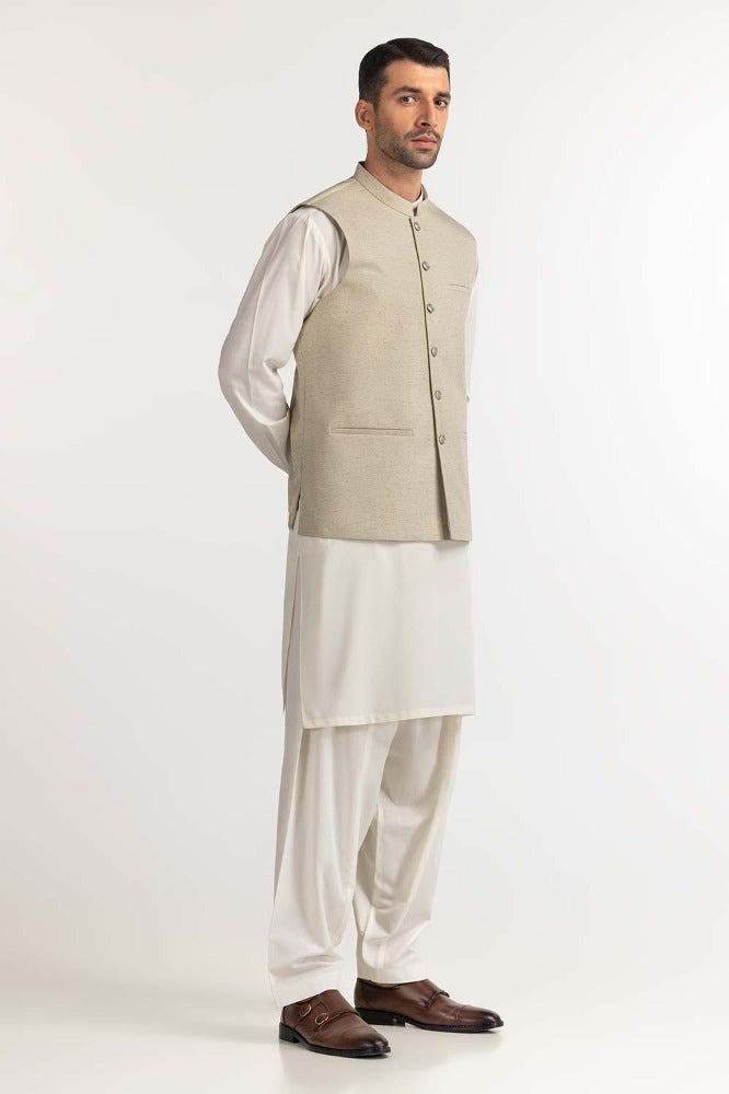 Beige Basic Waist Coat WC-PD24-013