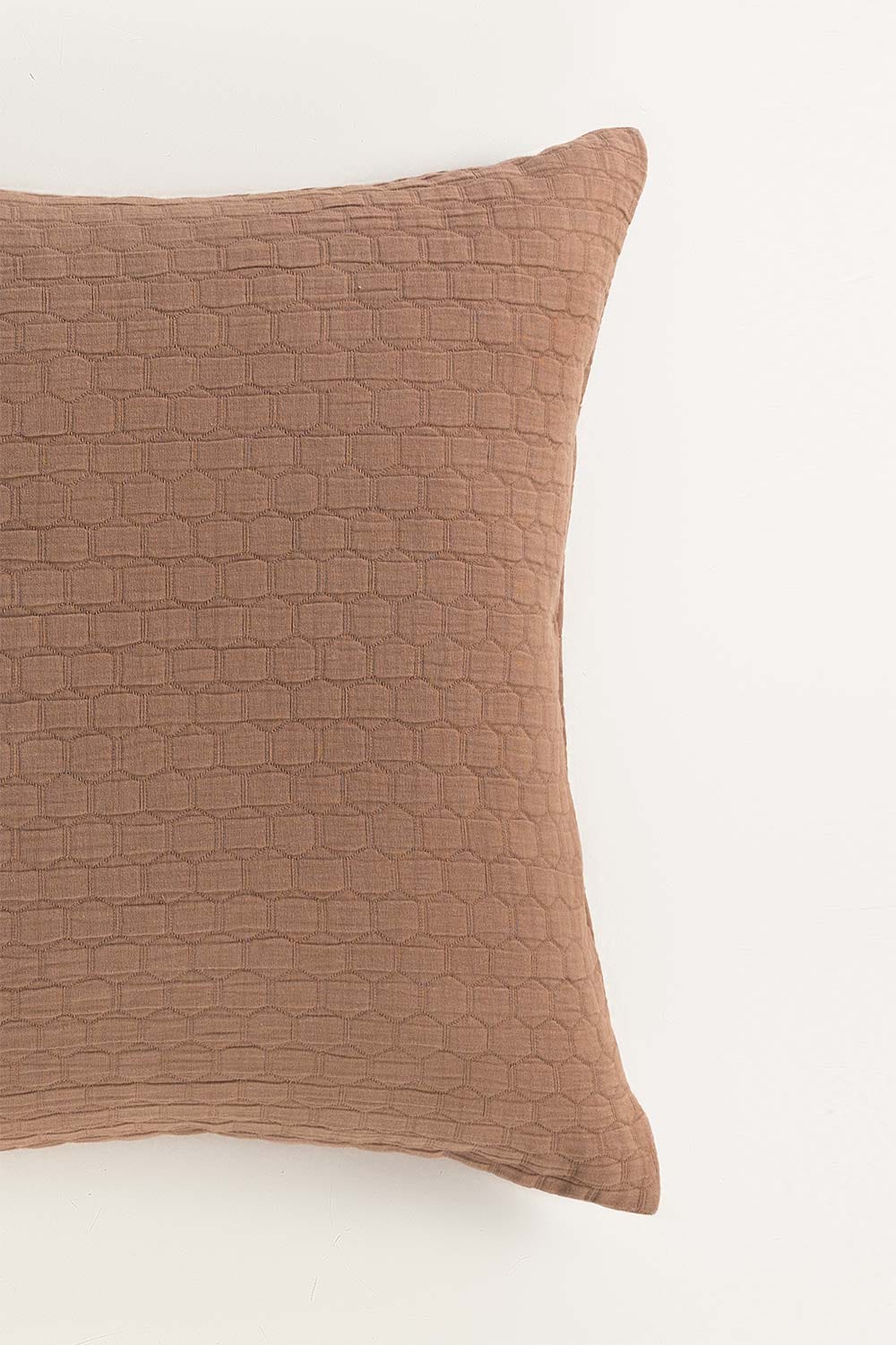 Beige Brown Matelasse Square Cushion