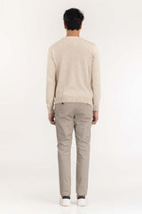 Beige Crew Neck Sweater With Embroidery SWT-FFSCN22-219