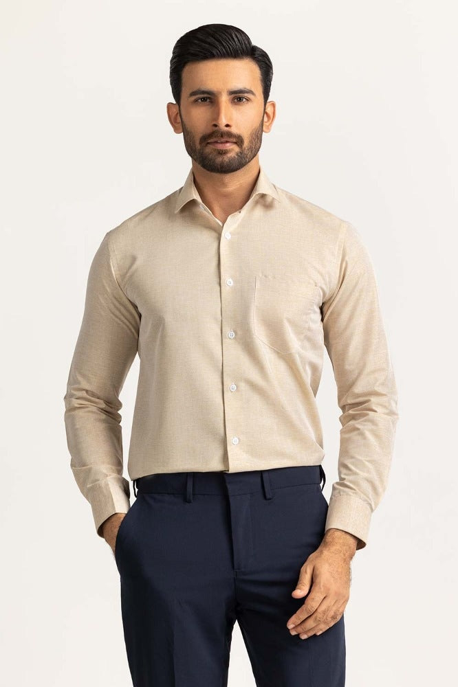 Beige Formal Shirt MN-FS-PD24-011