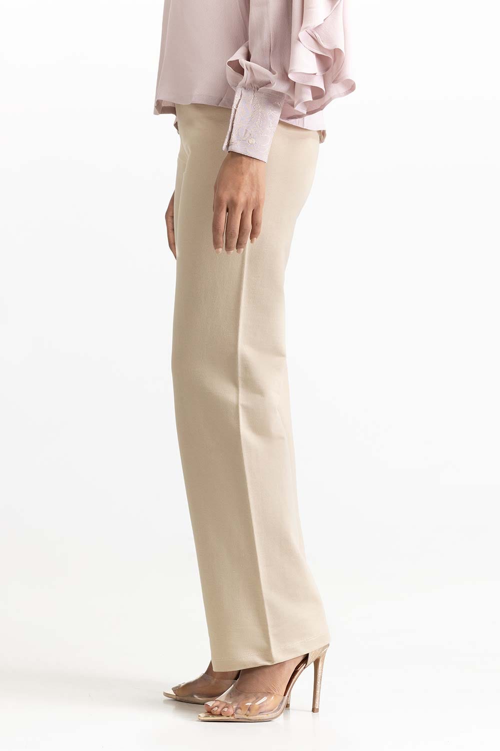 Beige Knit Trouser 231-220-006 C