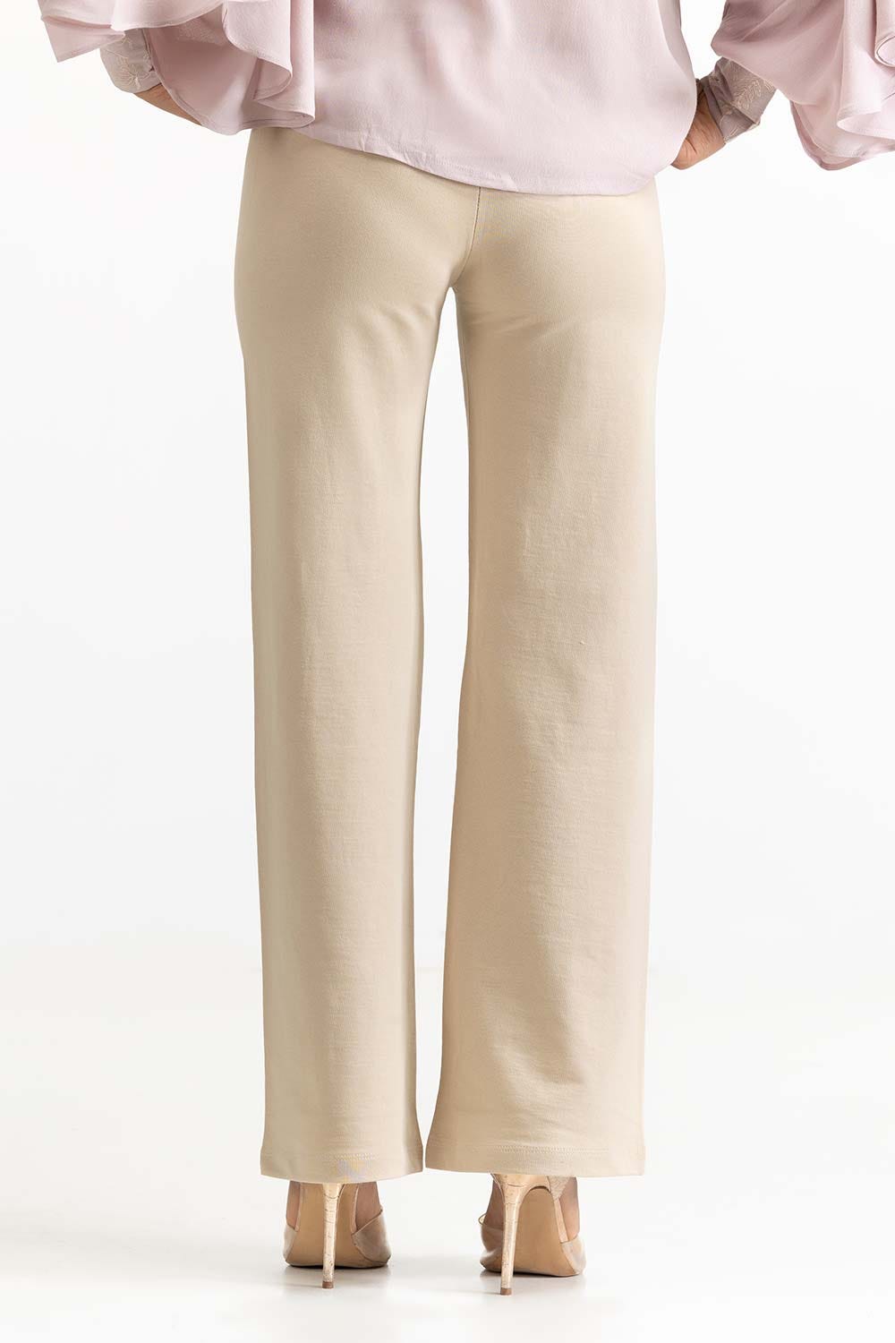 Beige Knit Trouser 231-220-006 C