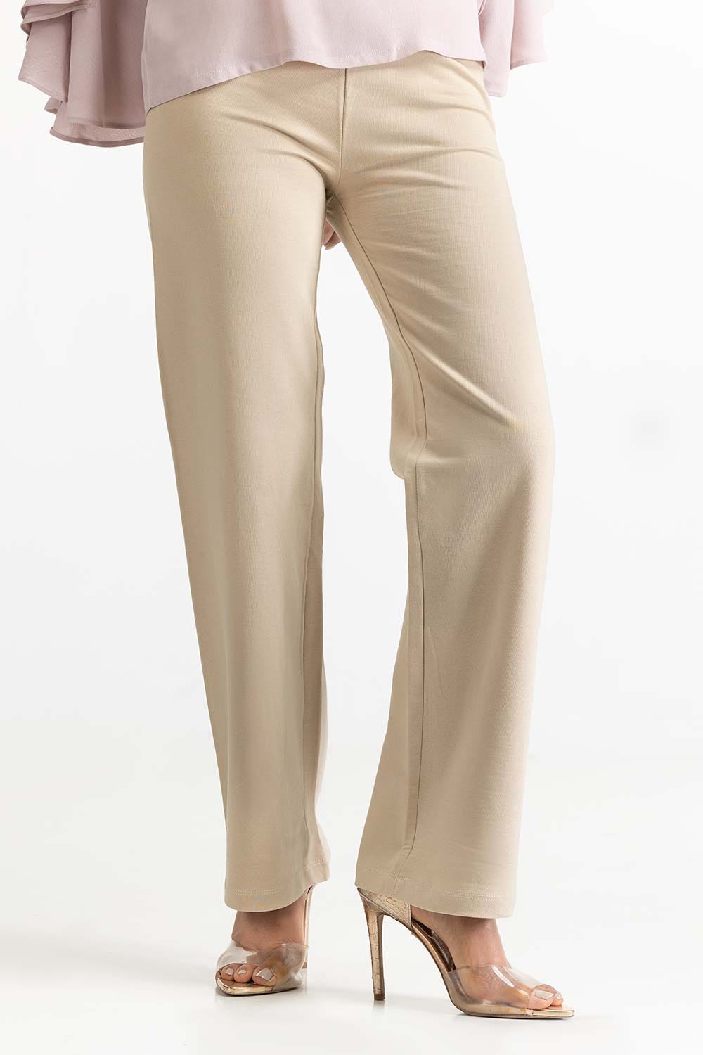 Beige Knit Trouser 231-220-006 C