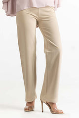 Beige Knit Trouser 231-220-006 C