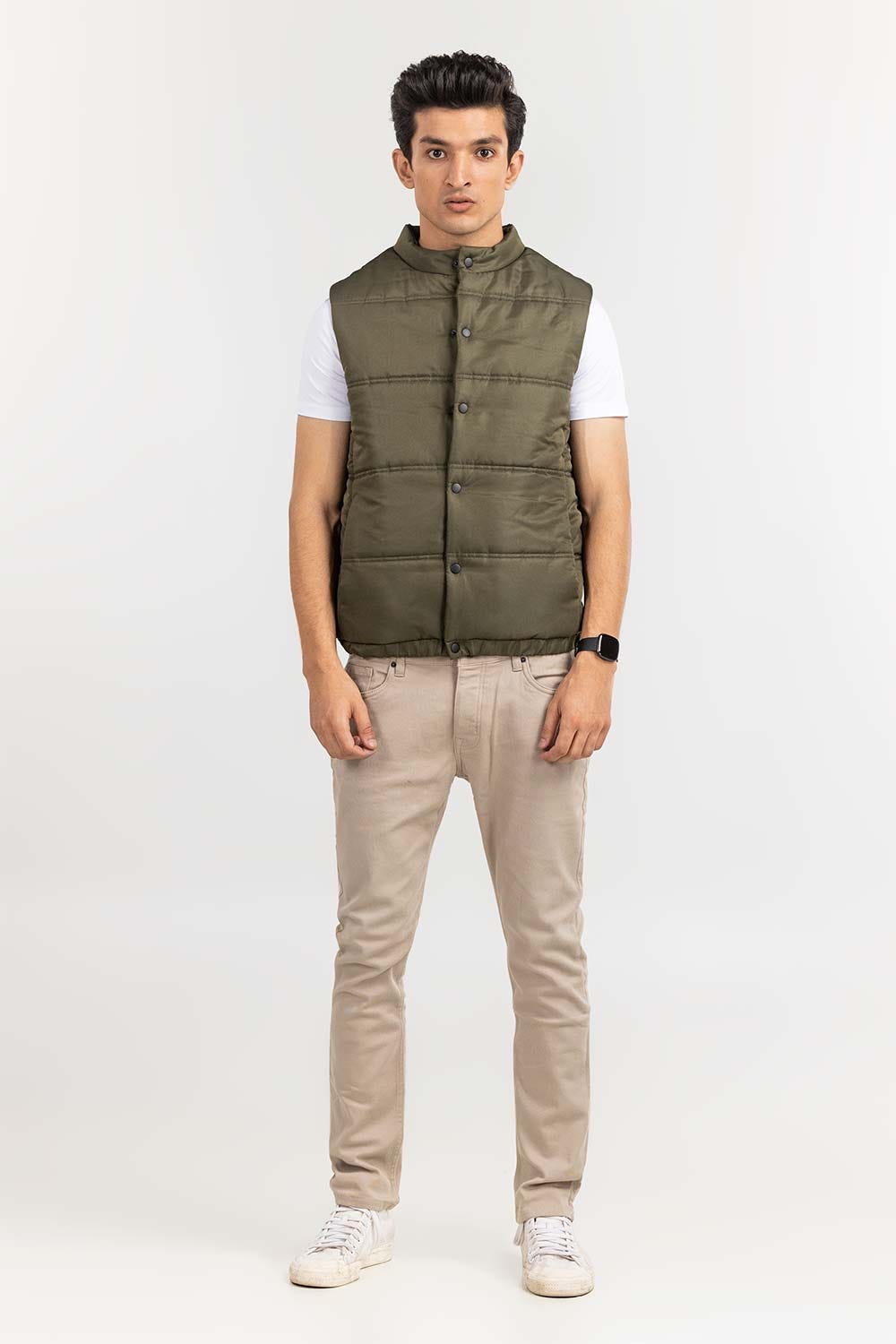 Beige Puffer Gilet JKT-WVST22-015