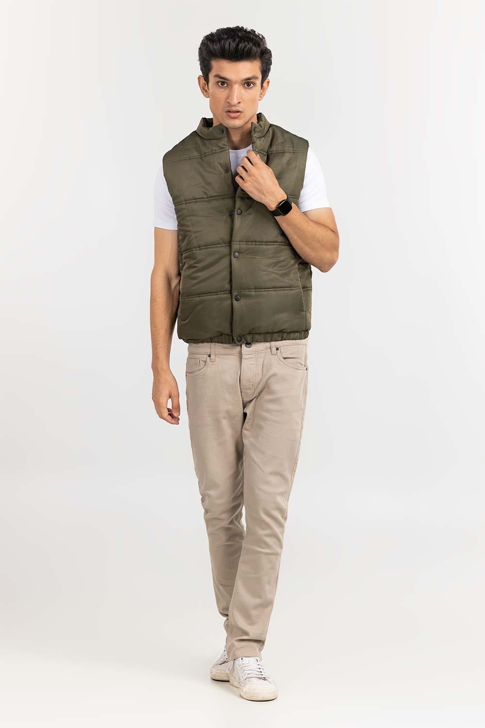 Beige Puffer Gilet JKT-WVST22-015
