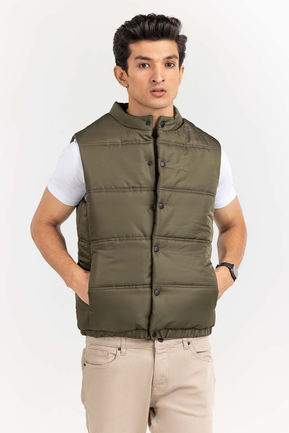 Beige Puffer Gilet JKT-WVST22-015