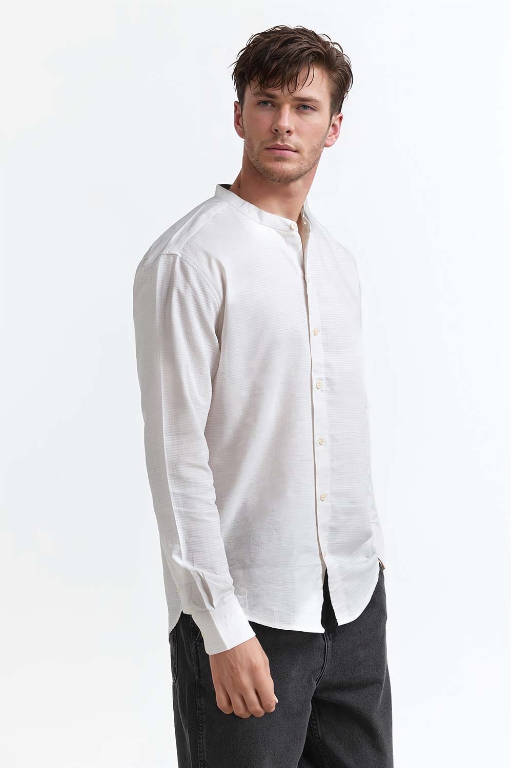 Beige Solid Casual Shirt MN-CS-SS24-043