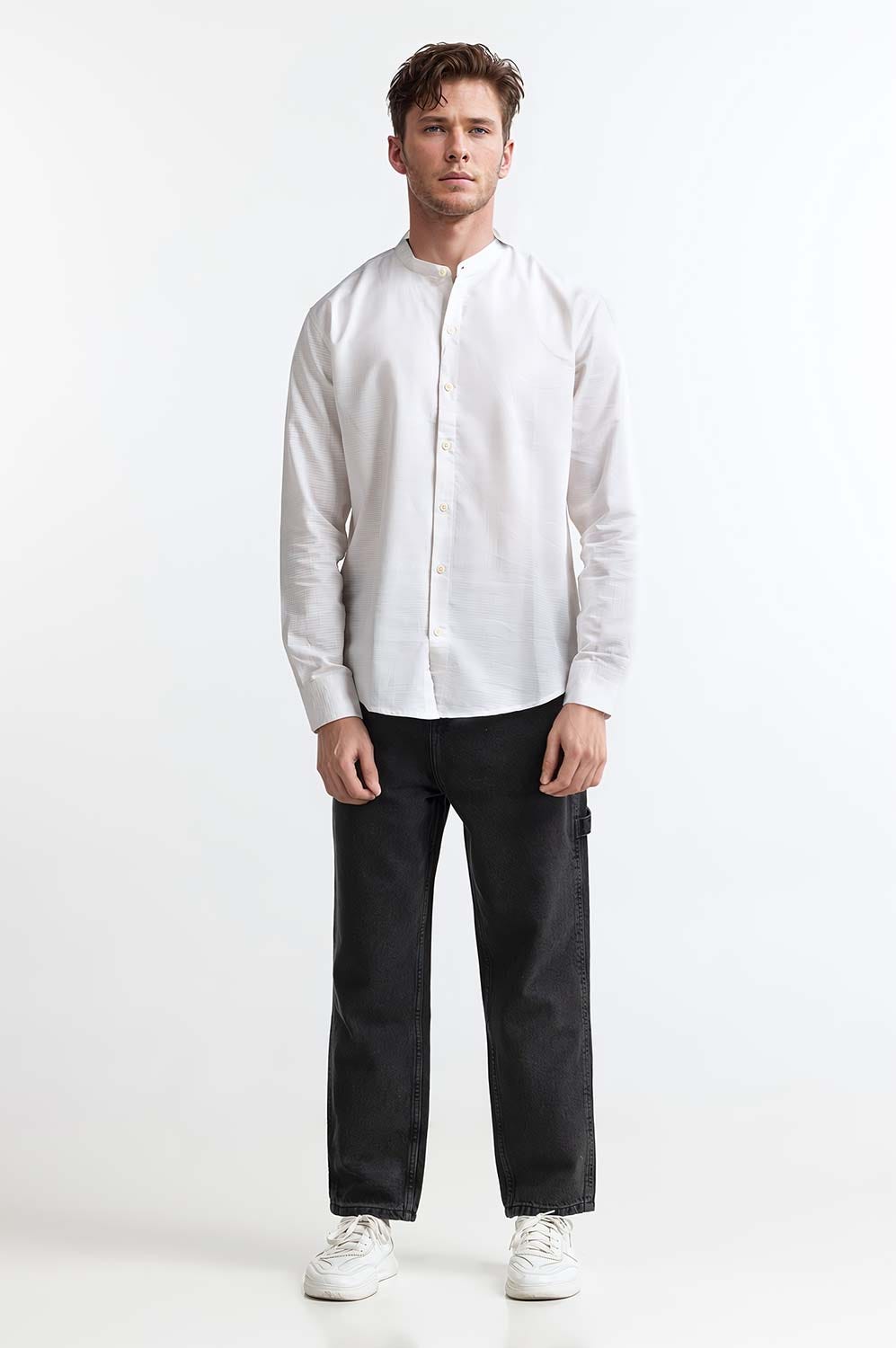 Beige Solid Casual Shirt MN-CS-SS24-043