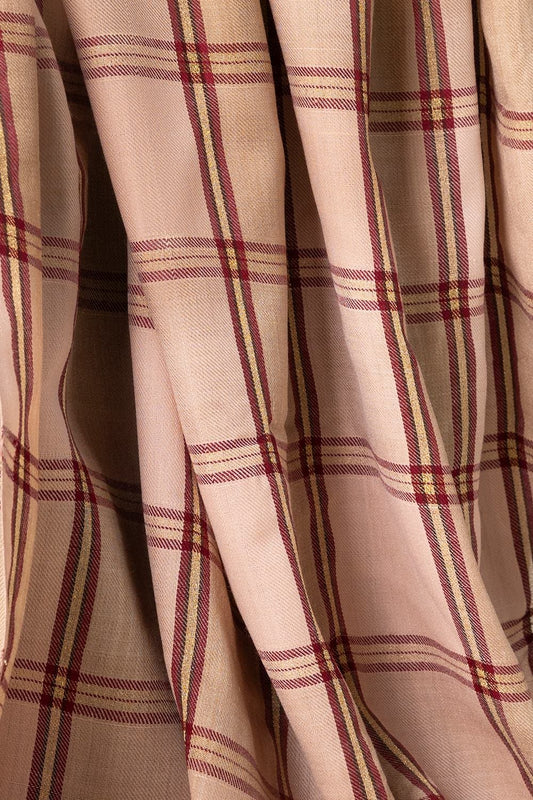 Beige Blended Checkered Shawl SH-24-116