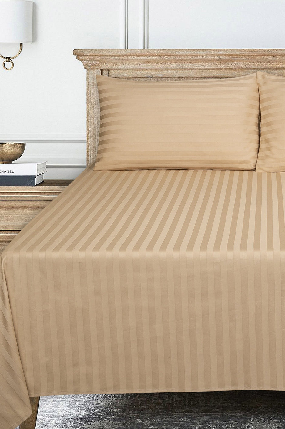 Biscotti Stripe Satin T-250 Bed Sheet Set