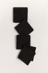 Black Combed Towel 4 Pcs Set