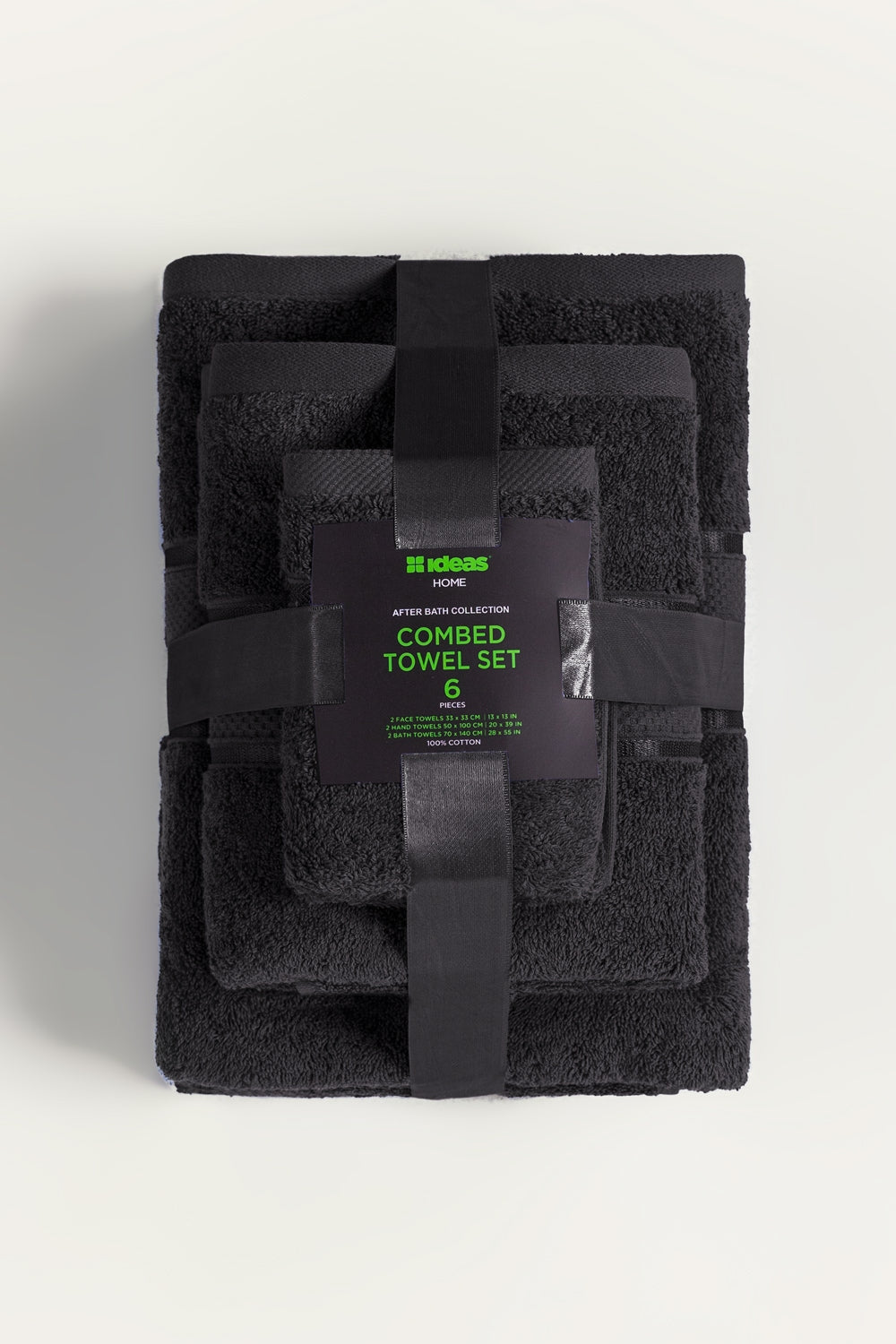 Black Combed Towel 6Pcs Set